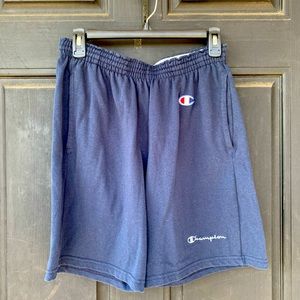Navy Blue Champion Front Script Shorts